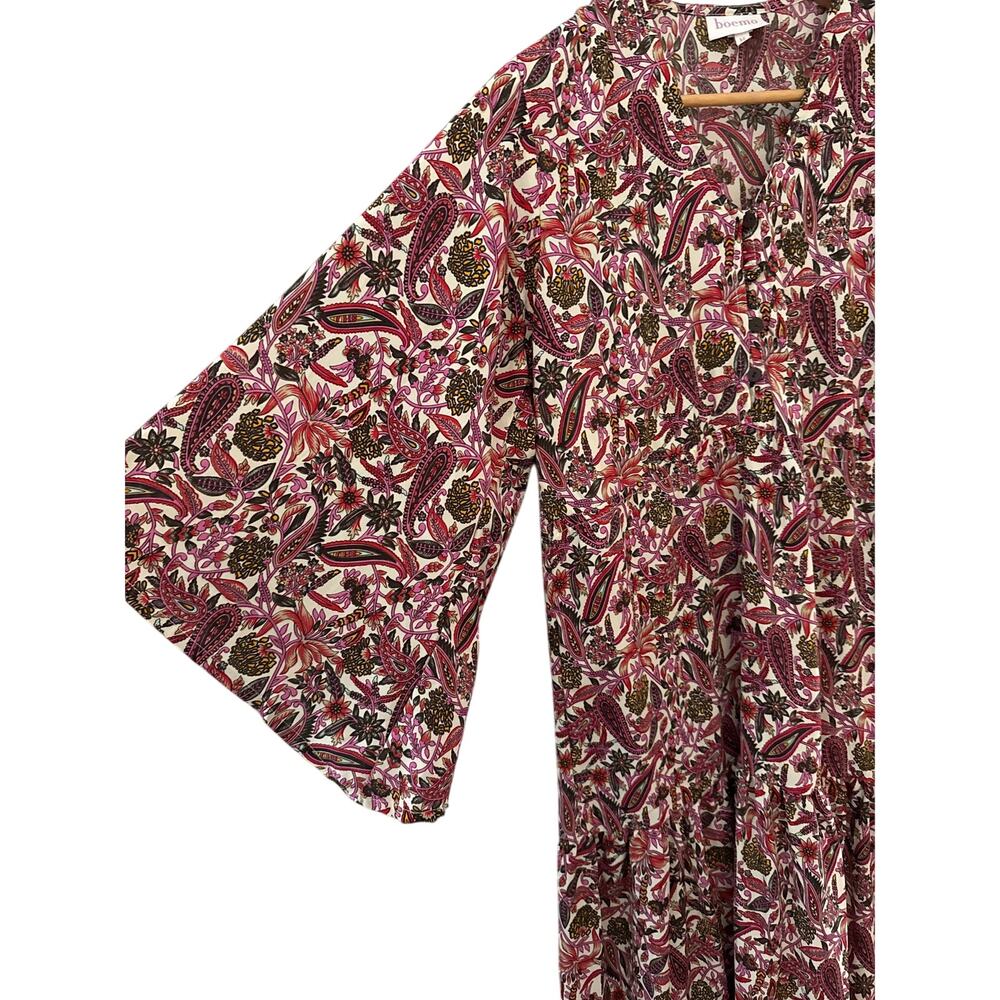 Anthropologie Boemo Boho V-Neck Floral Bell Sleeve Maxi Dress Size Medium - Picture 6 of 9